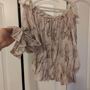 Snake Print Off-Shoulder Top
